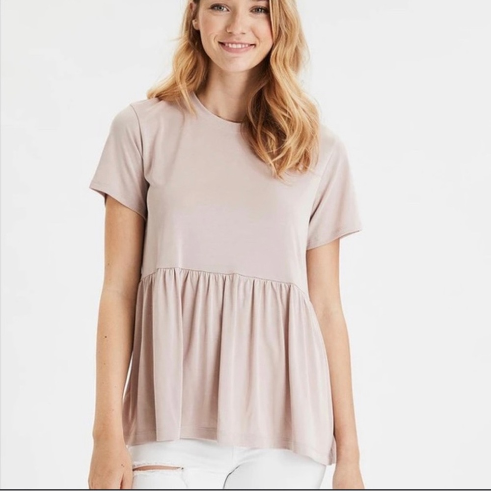 American Eagle Dusty Rose Babydoll Tee